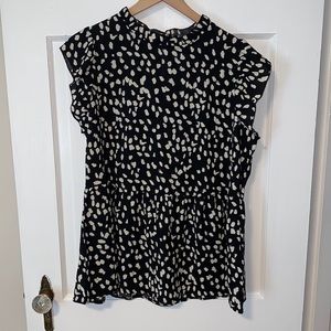 Black & White Blouse Tunic Top size L